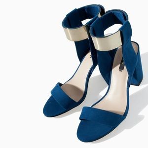 Blue and Gold Zara sandals
